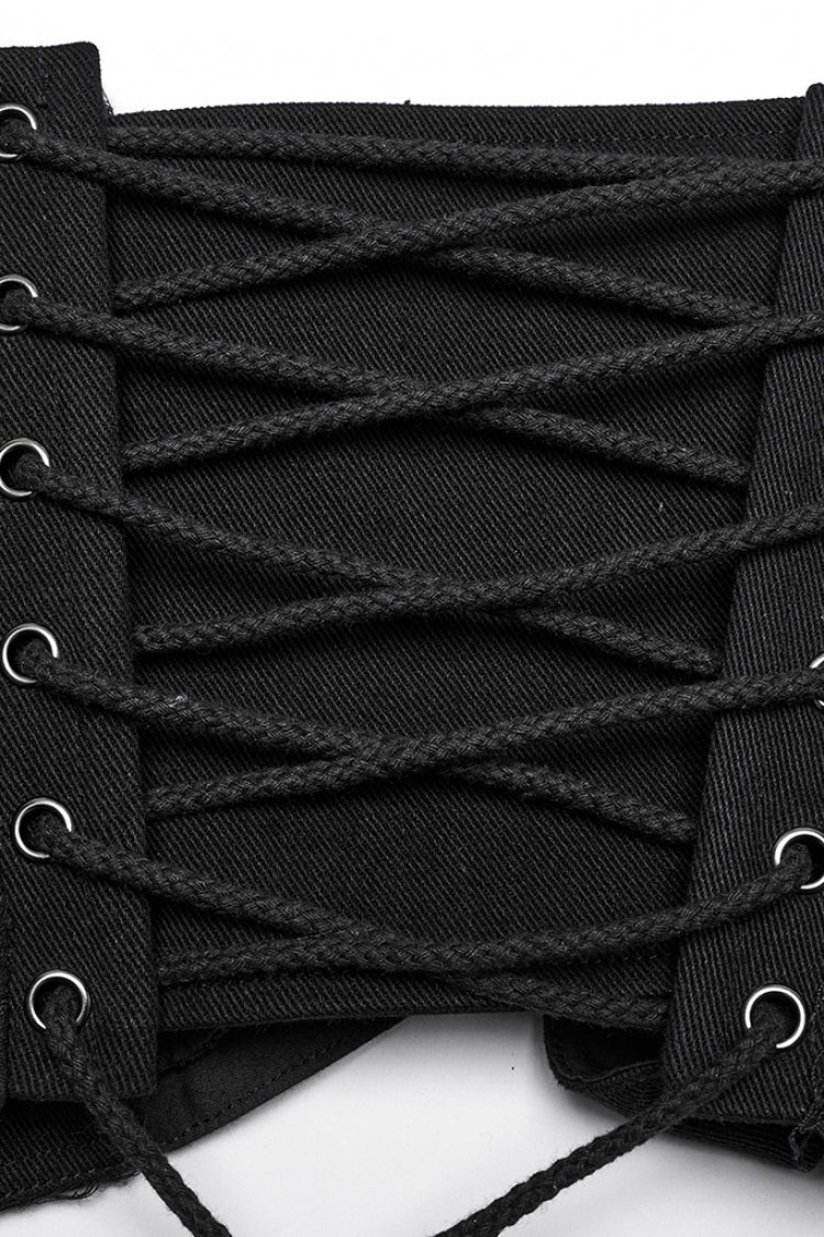 Black Interlaced Lace-Up Buckle Women's Punk Underbust Corset - Product - 8