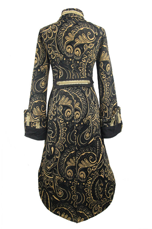 Brown With Gold Fake Two Pieces Pirate Costume Gothic Womens Coat - Product - 6