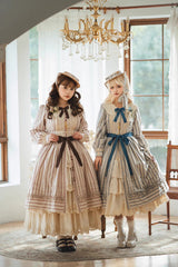 Forest Atlas Striped Print Long Sleeves Bowknot Sweet Lolita Dress 3 Colors - Product - 3