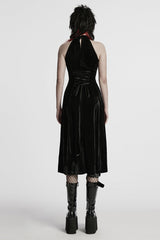 Black Halterneck Sleeveless Stitching Mesh Women's Gothic Dress - Product - 3