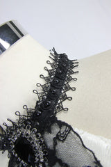 White Lace Jacquard Jewel Pins Men's Gothic Tie - Product - 4