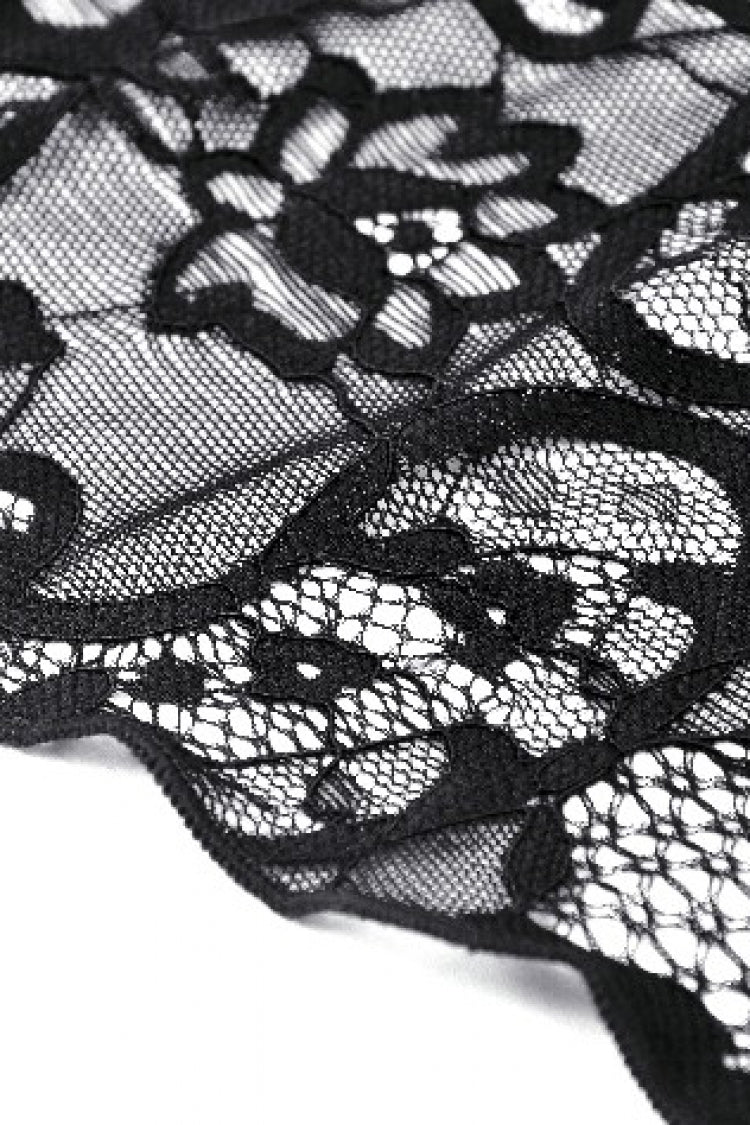 Black Sleeveless Side Slit Ruffled Lace Lace-Up Women's Gothic Maxi Slip Wedding Dress - Product - 19