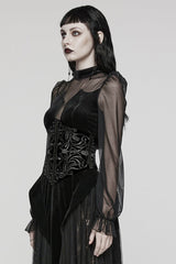 Embroidery Lace-Up Zipper Women's Gothic Corset 2 Colors - Product - 2