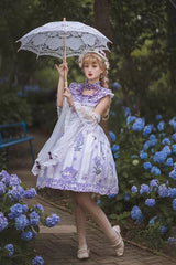Purple [Endless Summer] Round Collar Sleeveless Hime Sleeves Printed Ruffled Bow Lace Sweet Lolita Dress - Product - 7
