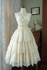 Ivory [Tidal] Triple-Layered Ruffle Bowknot Sweet Lolita Skirt 2 Versions - Product - 3