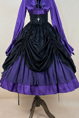 Black/Purple [Moonlit Return] Printed Boned Gothic Elegant Lolita Skirt - Product - 4