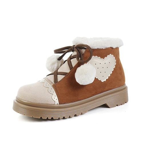 Brown Suede Sweet Lolita Short Martin Boots - Product - 3