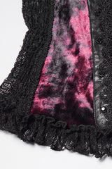 Black/Red Long Trumpet Sleeves Spliced Lace Lace-Up Women's Gothic Blouse - Product - 6