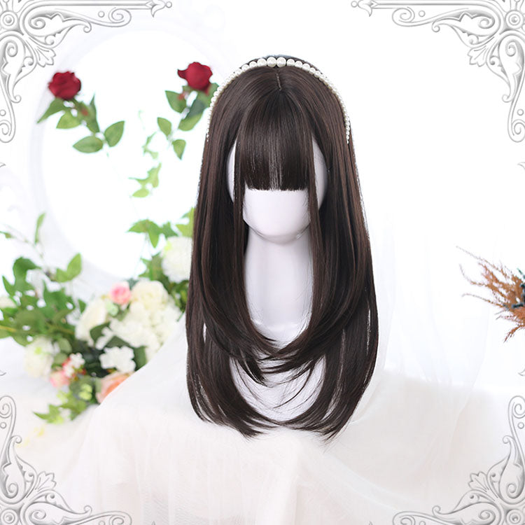 Layered Design Mid-Length Sweet Lolita Wigs - Brown - 1