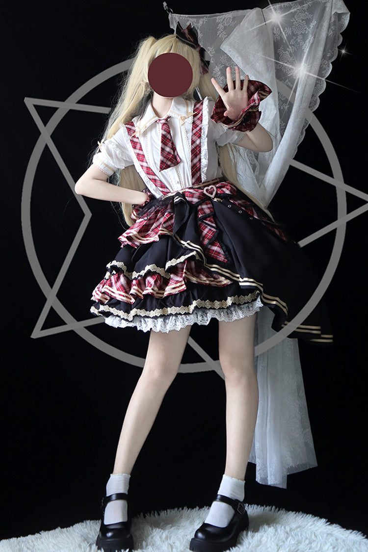 Multi-layer Print Ruffle Bowknot Sweet Lolita Skirt Set 3 Colors - Product - 8