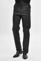 Black Party Up Fancy Patterned Gothic Mens Pants - Black - 1