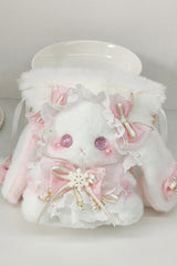 Drawstring Crossbody Bowknot Sweet Lolita Bucket Bunny Small Bag 10 Colors - Pink - 1