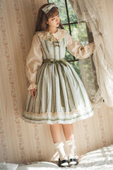 Forest Atlas Striped Print Bowknot Sweet Lolita Jumper Dress 3 Colors - Product - 5