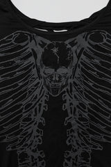 Black Skull Bone Print Hollow Slim Metal Chain Women's Steampunk Vest - Product - 7