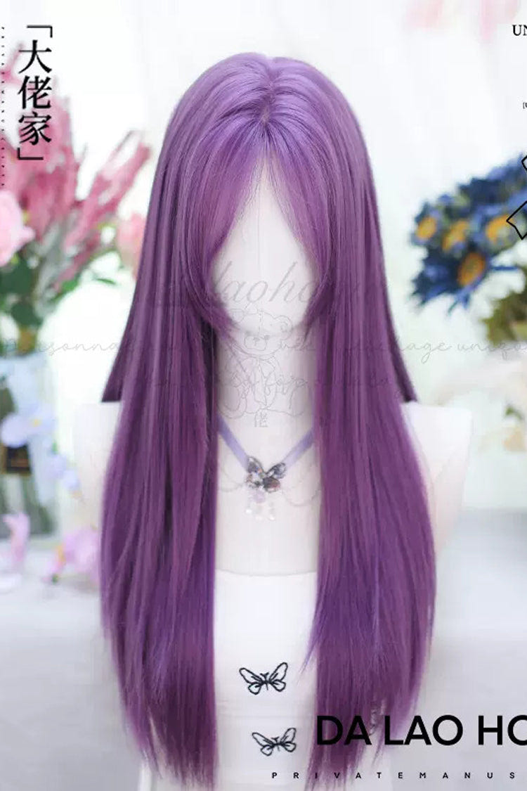 Purple Japanese Long Straight Sweet Lolita Wigs - Purple - 1