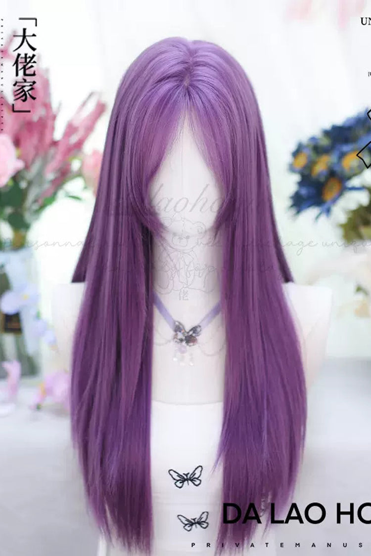 Purple Japanese Long Straight Sweet Lolita Wigs - Purple - 1