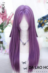 Purple Japanese Long Straight Sweet Lolita Wigs - Purple - 1
