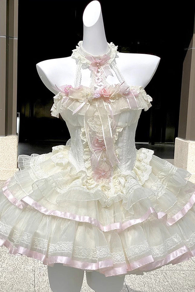 Multi-Color Ballet of Flora Halterneck Multi-layer Ruffle Lace Sweet Lolita Dress - Product - 3
