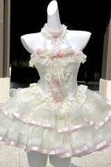 Multi-Color Ballet of Flora Halterneck Multi-layer Ruffle Lace Sweet Lolita Dress - Product - 3