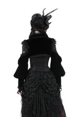 Black Long Lantern Sleeves Lace Spliced Velvet Women's Gothic Cape - Product - 4