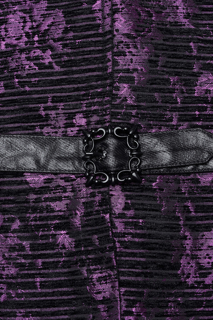 Violet V Collar Sleeveless Print Skull Buckle Men's Gothic Vest - Product - 8