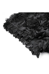 Black 3D Floral Jacquard Lace-Trimmed Women's Gothic Mini Shorts - Product - 11