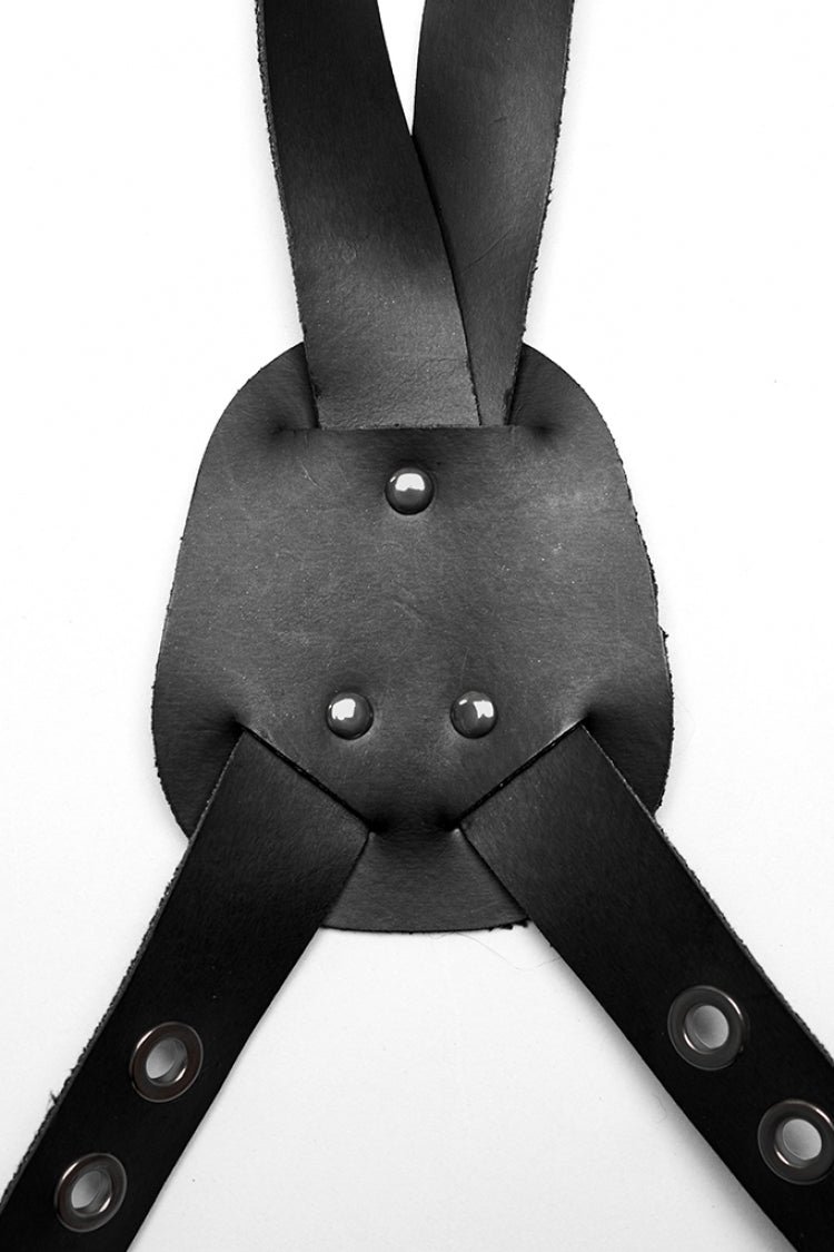 Black Faux Leather Vest Straps Men's Steampunk Vest Bag - Product - 8
