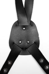 Black Faux Leather Vest Straps Men's Steampunk Vest Bag - Product - 8