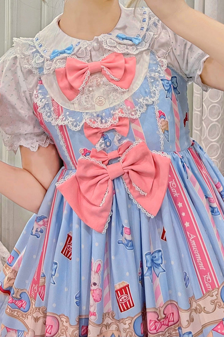 Blue/Pink Doll Playground Print Ruffle Bowknot Sweet (Dress Only) detail view 9