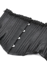 Black Solid Color Sleeveless Lace Lace-Up Women's Punk Underbust Corset - Product - 12