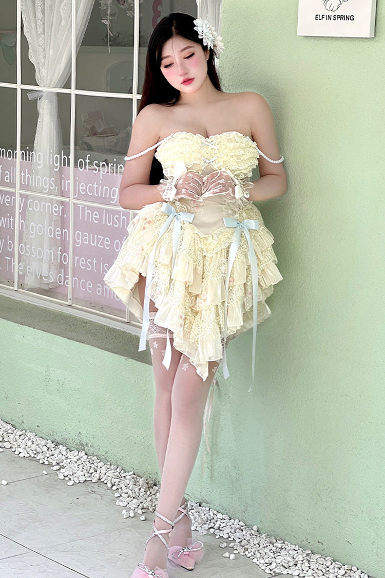 Dream of Love Multi-Layered Ruffle Bowknot Lace Sweet Lolita Dress 2 Colors - Product - 12
