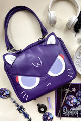 Purple Cartoon Cat Sweet Lolita Convertible Backpack/Crossbody Ita Bag - Product - 5