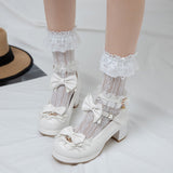 Bowknot White Frills Sweet Lolita High Heel Shoes - Product - 15