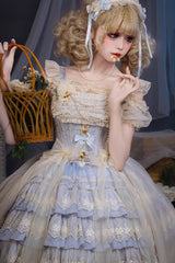 [Tears of Rose] Sleeveless Multi-Layered Ruffle Cardigan Bowknot Lace Sweet Ballet Lolita Jsk Dress 2 Colors - Product - 2