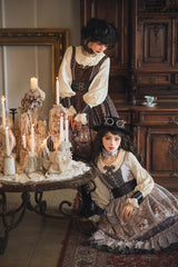Demon Hunting Notes Long Lantern Sleeves Print Ruffle Sweet Elegant Lolita Dress 2 Colors - Product - 5