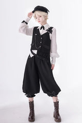 Black Secret Morning Paper Ouji Fashion Lolita Cropped Pants - Product - 3