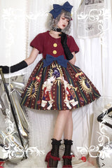 Antique Doll Print Christmas Bowknot Sweet Lolita OP Dress - Product - 3