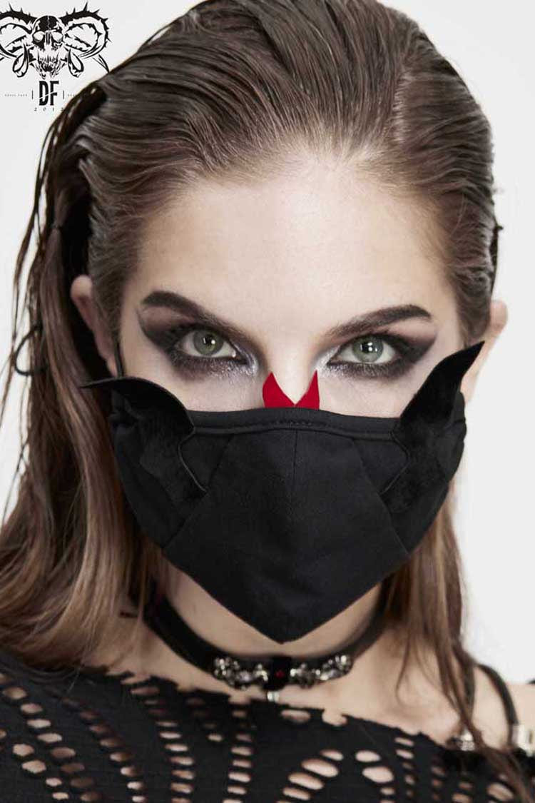 Black Punk Little Devil Wings Decorative Adjustable Women's Mask - Product - 5