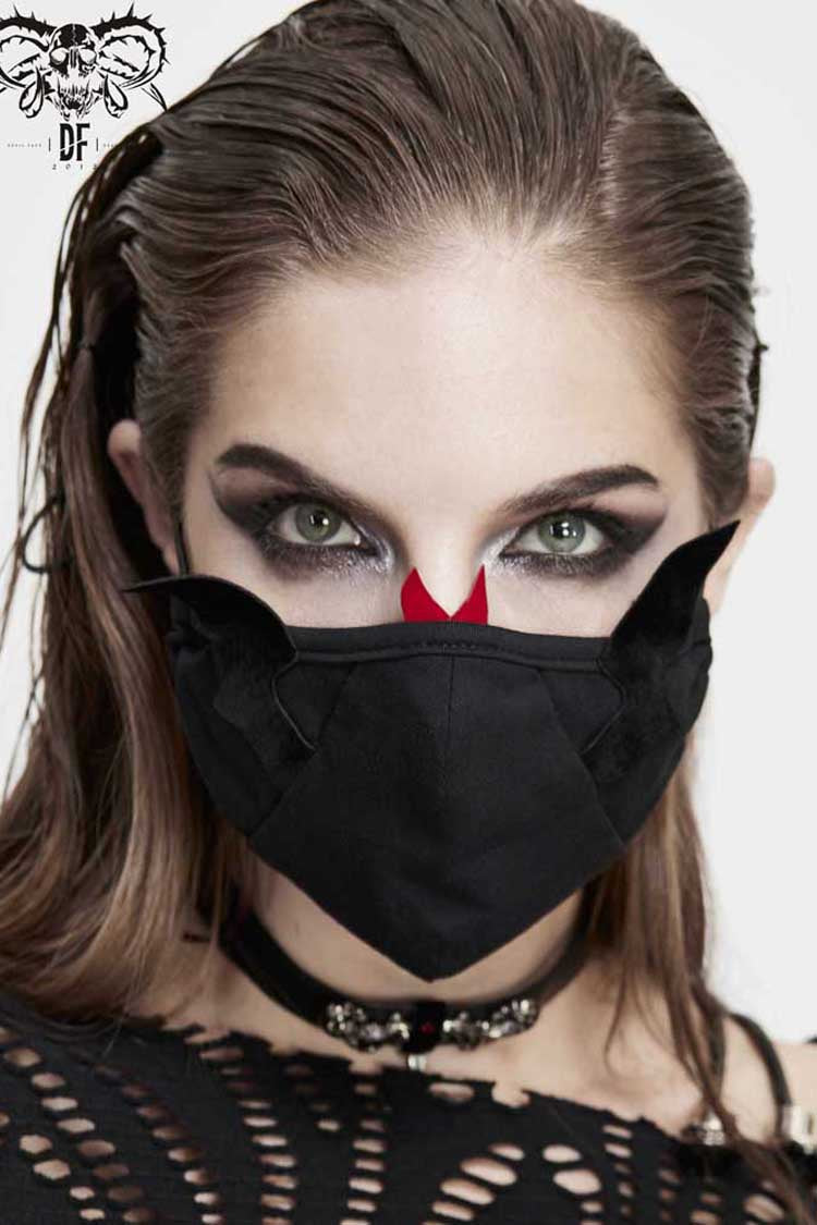 Black Punk Little Devil Wings Decorative Adjustable Women's Mask - Product - 5