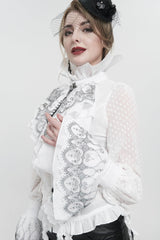 White Embroidered Lace Detachable Women's Gothic Luxurious Royal Gloves - Product - 4