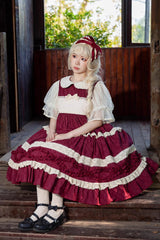 Kindergarten Class Theme Short Sleeves Jacquard Ruffle Bowknot Sweet Lolita Dress 3 Colors - Product - 10