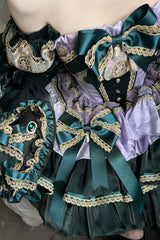Green/Purple [The Little Mermaid's Tears] Sleeveless Multi-Layered Ruffled Bow Lace-Up Sweet Ballet Lolita Dress - Product - 5
