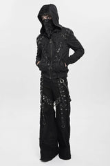 Black Printed Men's Punk Cool Mask Scarf - Product - 4