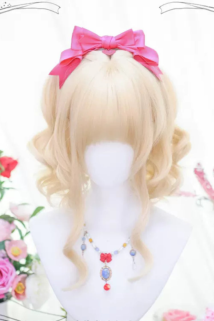 Gold Secondary Cute Short Curly Sweet Lolita Wigs - Gold - 1