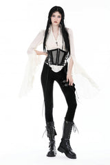 White V Collar Ruffled Long Trumpet Sleeves Women's Steampunk Blouse - Product - 6