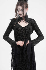 Black Stand Collar Long Sleeves Lace Tassels Women's Gothic Cape - Product - 2