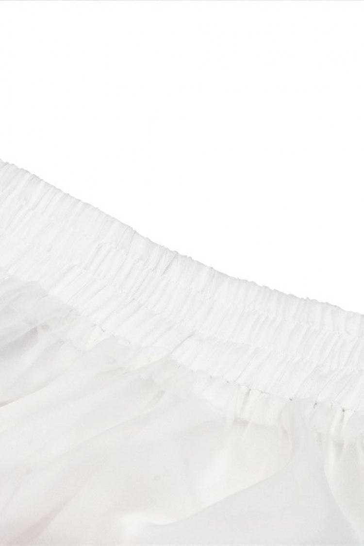 White Women's Gothic Lolita Bowknot Multi-Layered Lace Trim Mini Skirt - Product - 17