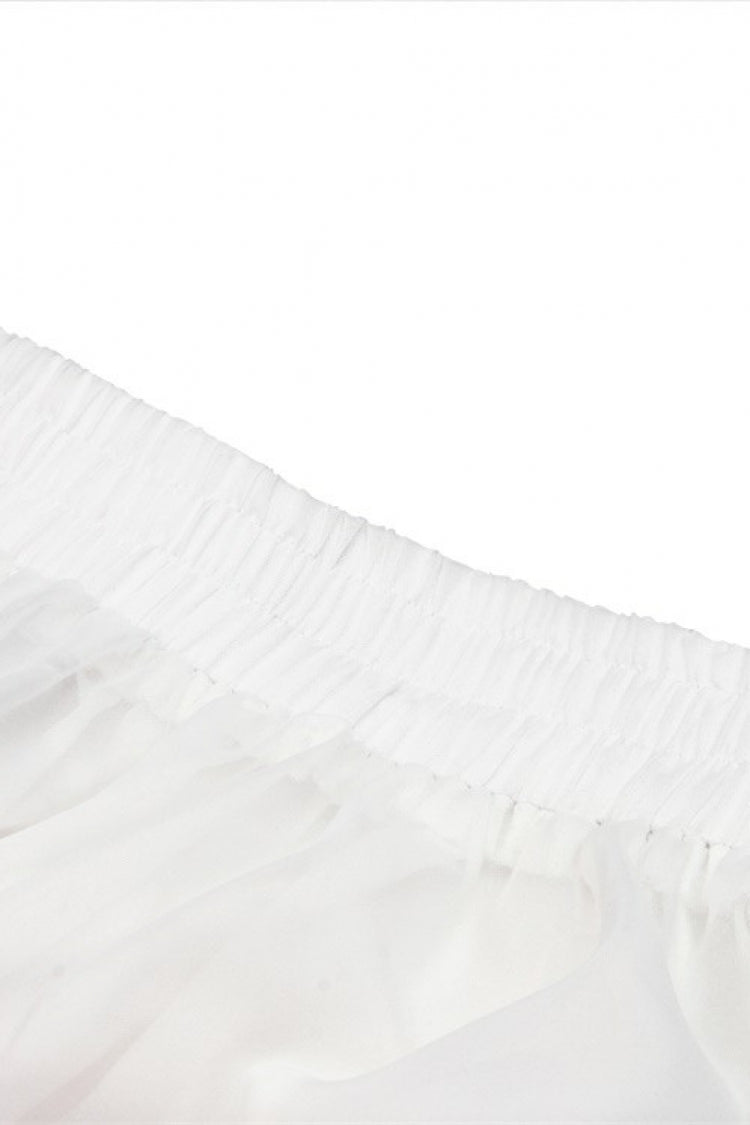 White Women's Gothic Lolita Bowknot Multi-Layered Lace Trim Mini Skirt - Product - 17
