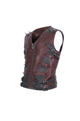Red Studded Faux Leather Men's Punk Vest - Product - 6