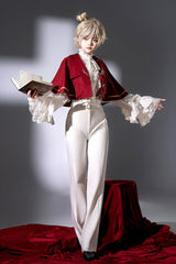 White [Day and Night Song] Long Sleeves Ruffle Ouji Gothic Lolita Skirt Pants - Product - 6